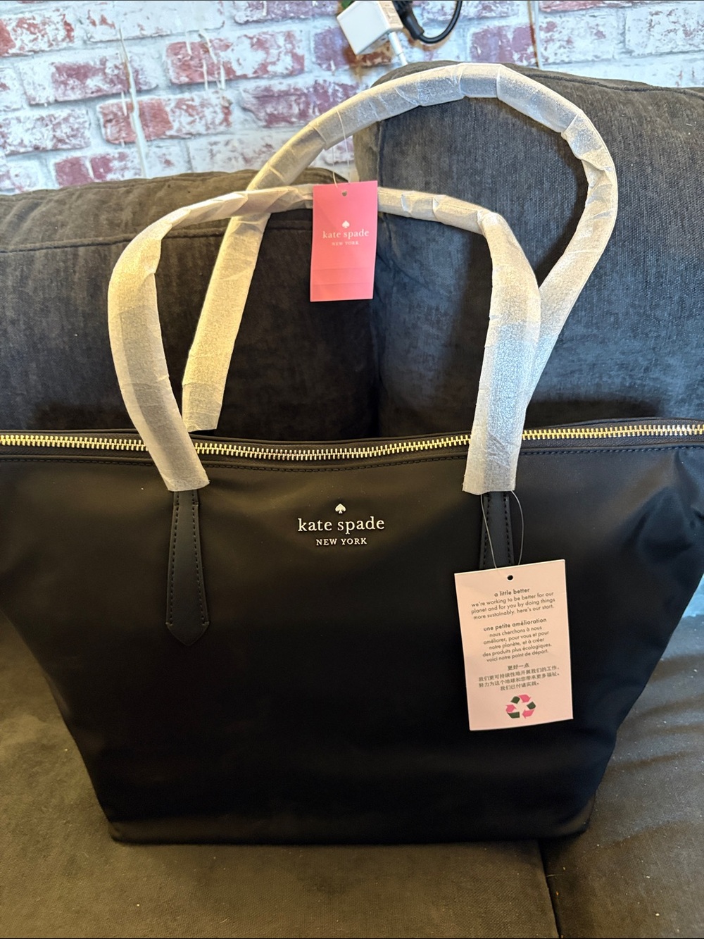 kate spade Black Tote with Gold Zip